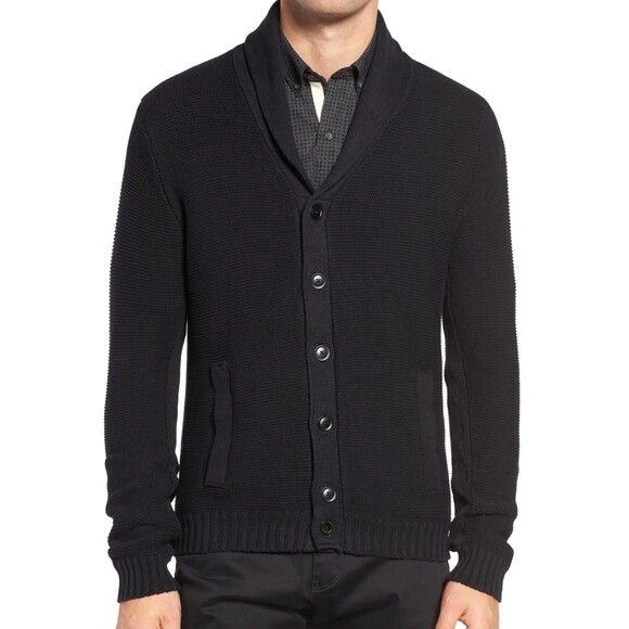 W.R.K. Cypress Black 100% Cotton LS Shawl Collar Cardigan Size XXL - Picture 1 of 9